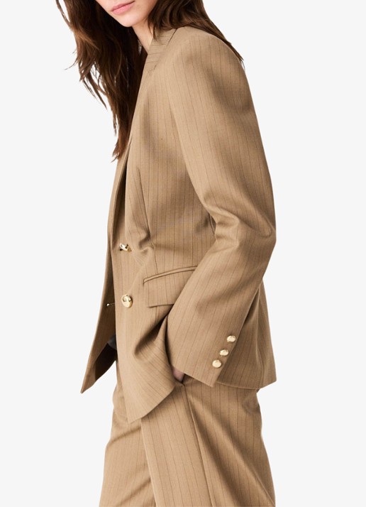 Maje Blazer met streepprint - detail 4 beige / beige