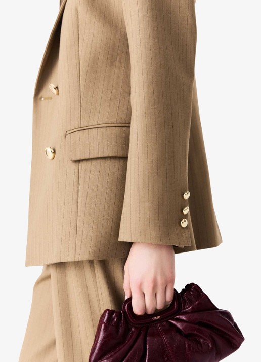 Maje Blazer met streepprint - detail 5 beige / beige