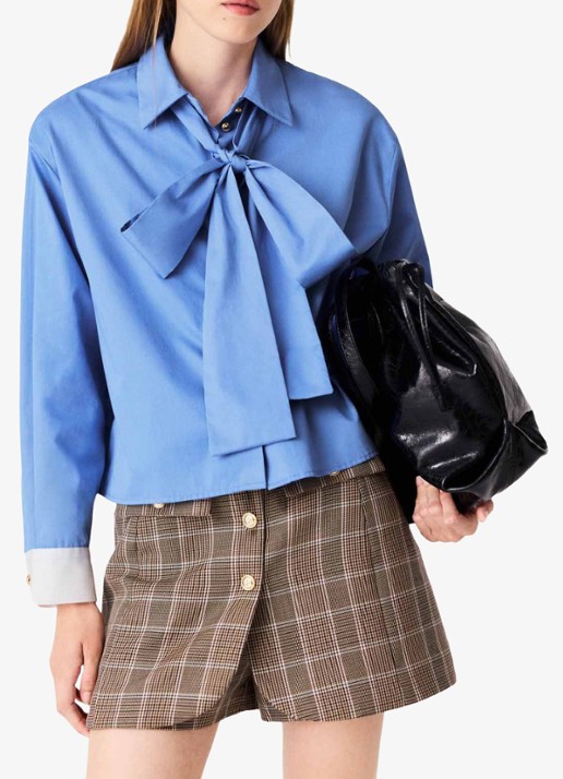 Maje Blouse met afneembare sjaalkraag - detail 3 blauw