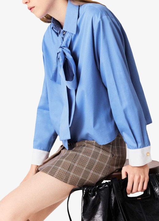 Maje Blouse met afneembare sjaalkraag - detail 5 blauw