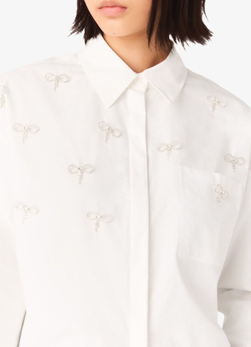 Maje Blouse met imitatieparels - detail 3 wit