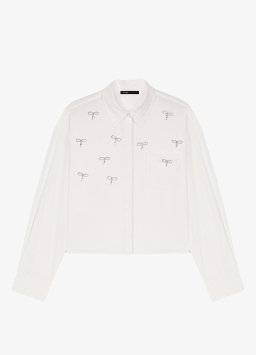 Maje Blouse met imitatieparels - voorkant 5 wit