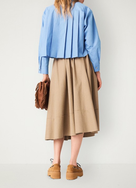Maje Blouse met plooien en borduring - achterkant 5 lichtblauw