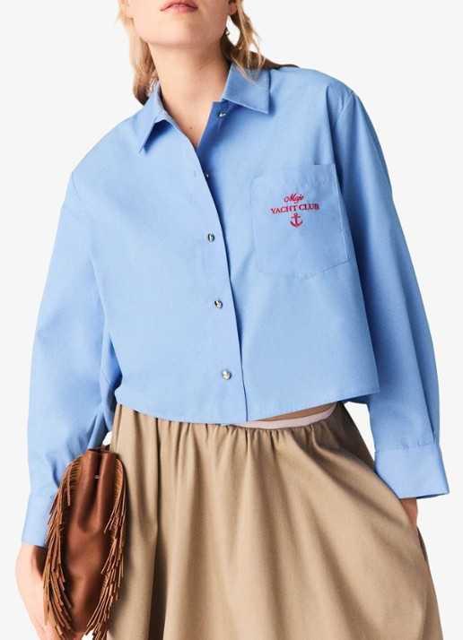 Maje Blouse met plooien en borduring