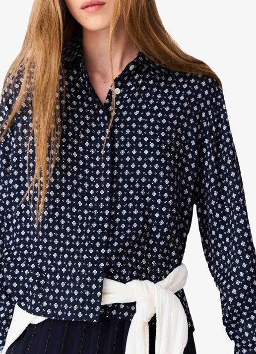 Maje Blouse met print - detail 3 donkerblauw