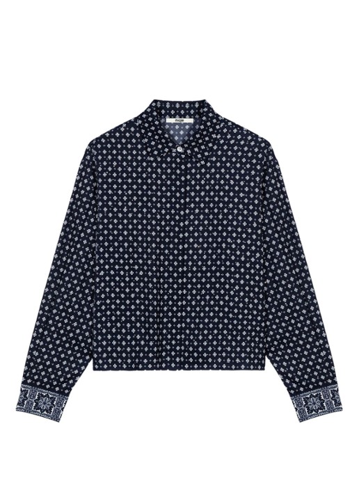 Maje Blouse met print - voorkant 6 donkerblauw