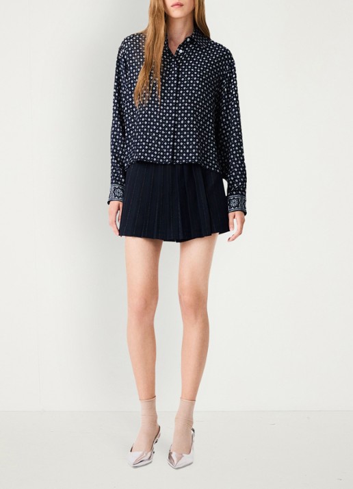 Maje Blouse met print - voorkant 7 donkerblauw