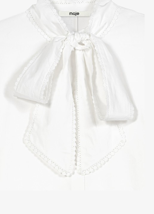Maje Blouse met sjaalkraag - detail white / wit