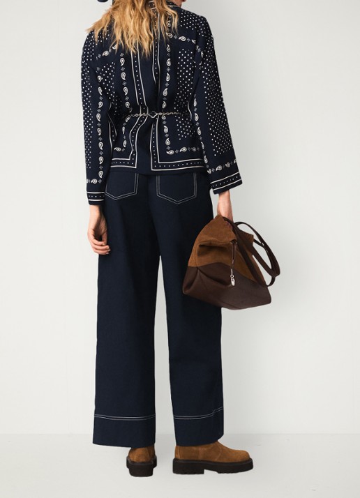 Maje Blouse met stippenprint - achterkant 5 donkerblauw