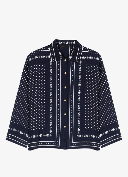 Maje Blouse met stippenprint - detail 4 donkerblauw