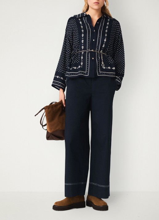 Maje Blouse met stippenprint - voorkant 7 donkerblauw