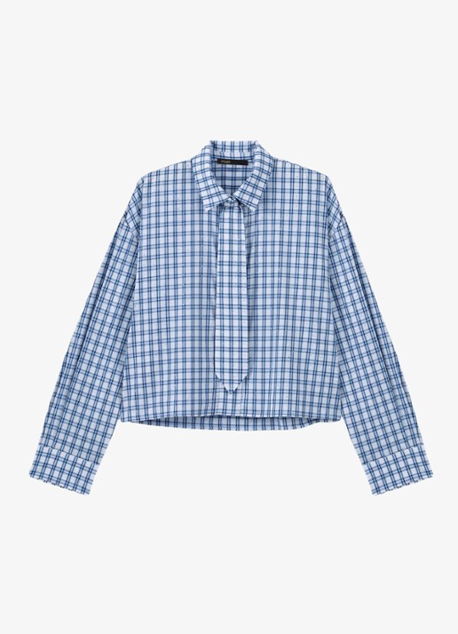 Maje Blouse met strass en afneembare stropdas - voorkant 2 blauw