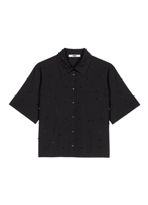 Maje Blouse met strass - voorkant 7 zwart