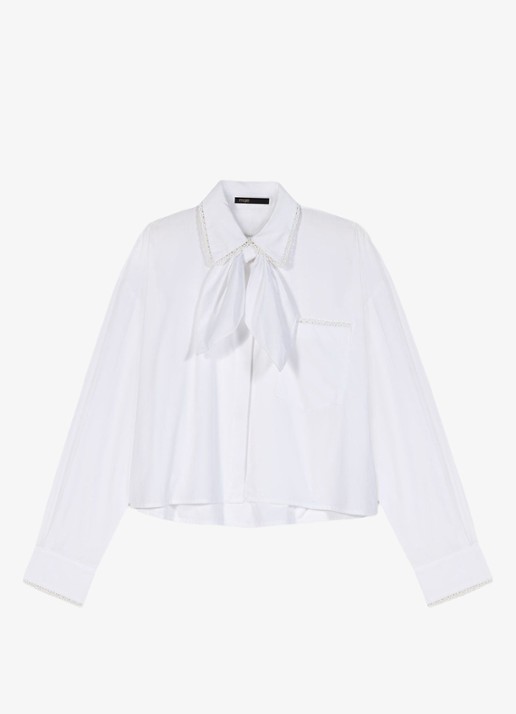 Maje Blouse met strikkraag - voorkant 2 wit