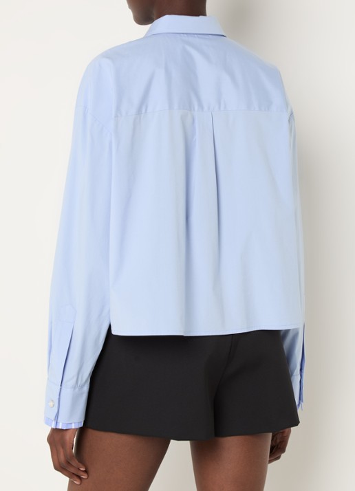 Maje Blouse van  katoen met stropdas - achterkant 3 lichtblauw