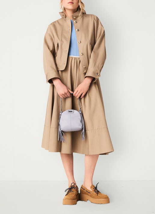 Maje Bomber jack met klepzakken  - voorkant 2 beige