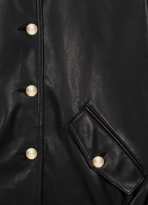 Maje Bomberjack van leer - detail 4 jeans
