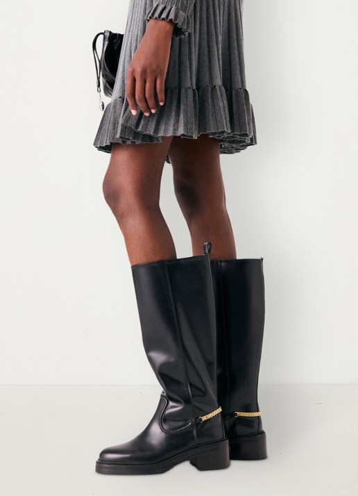 Maje Boots van leer - detail 6 zwart