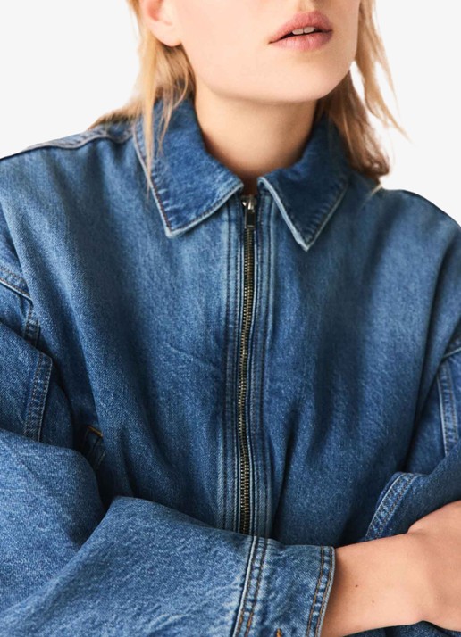 Maje Botwow bomberjack van denim - detail 7 blauw