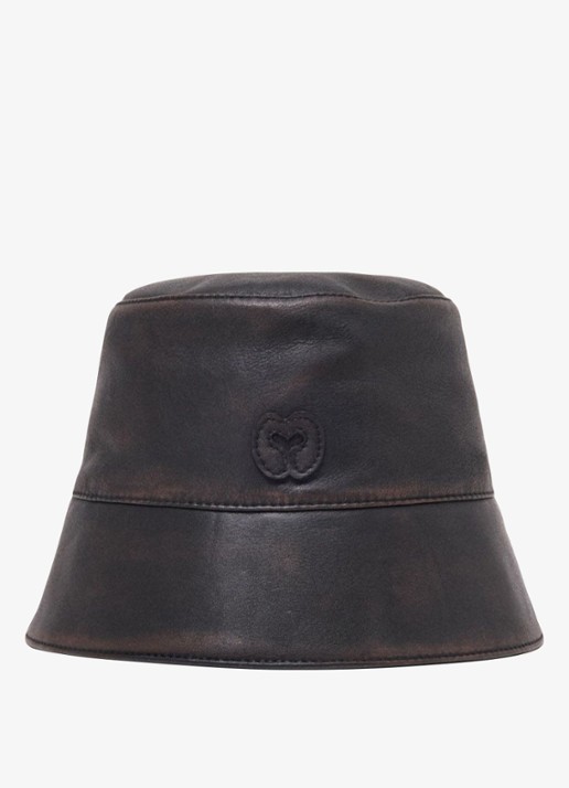 Maje Bucket hoed van leer