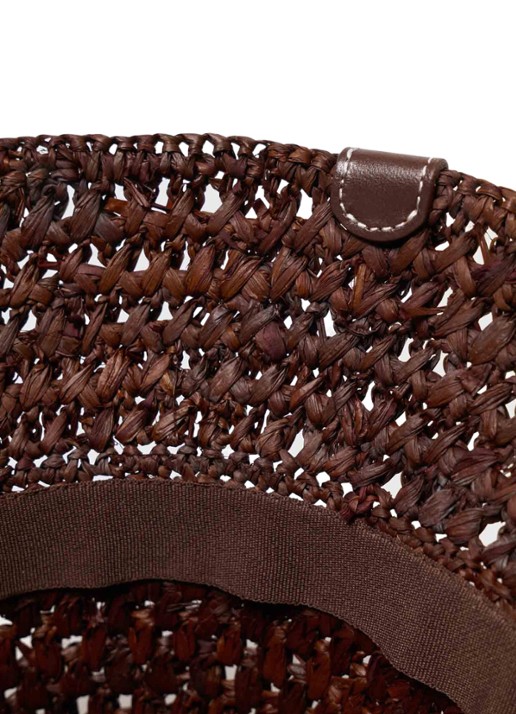 Maje Bucket hoed van raffia - detail 4 bruin