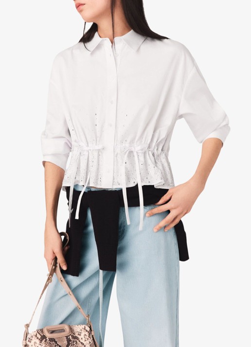 Maje Cisequino blouse met broderie - detail 2 wit