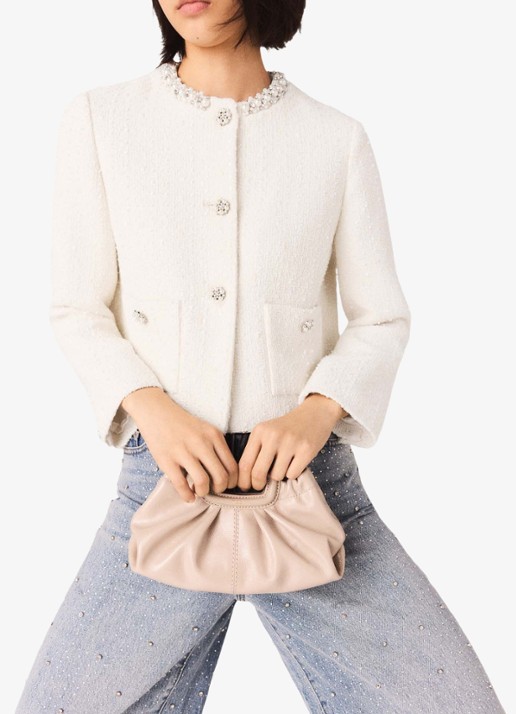 Maje Clutch van lakleer - voorkant 3 beige