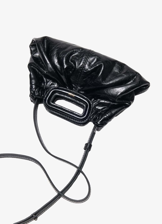 Maje Clutch van leer met afneembare schouderriem - detail 3 zwart