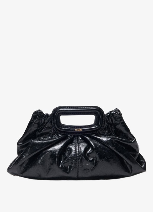 Maje Clutch van leer met afneembare schouderriem