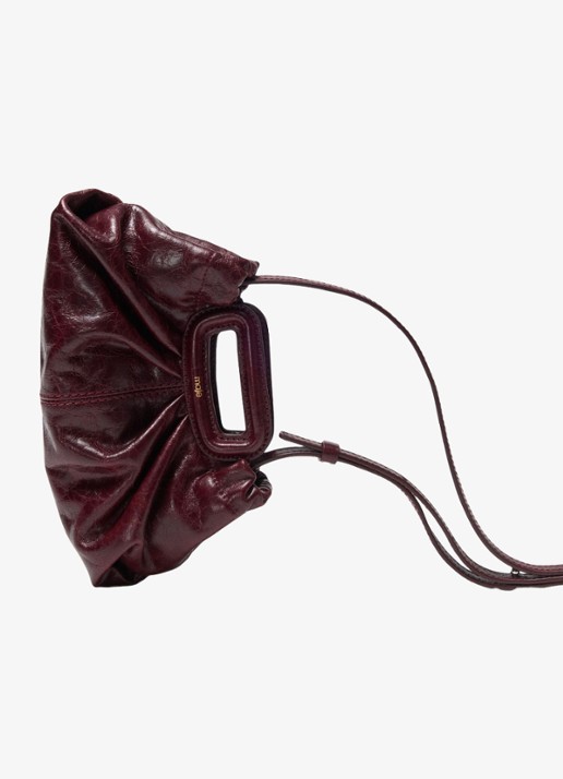 Maje Clutch van leer met afneembare schouderriem - detail 4 bordeauxrood