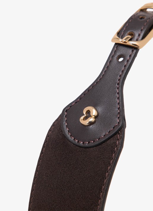 Maje Corsetriem van suède en leer - detail 4 donkerbruin