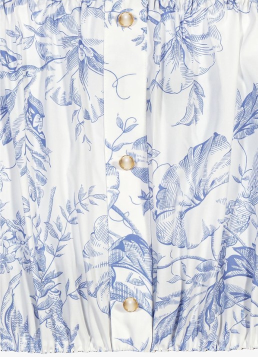 Maje Crop top in lyocellblend met plooien en print - detail 8 blauw
