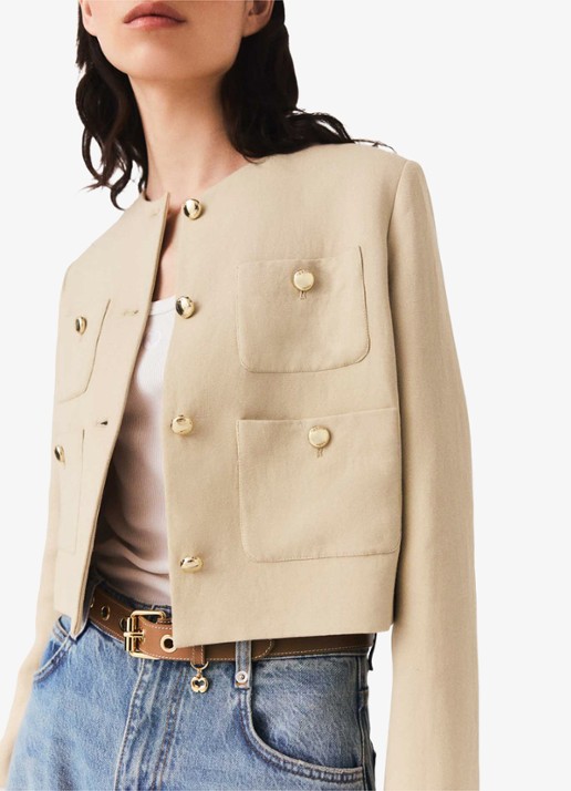Maje Cropped blazer in linnenblend met opgestikte zakken