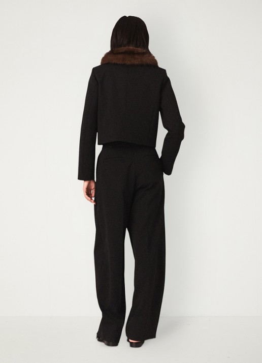 Maje Cropped blazer in wolblend met afneembare kraag - achterkant jeans