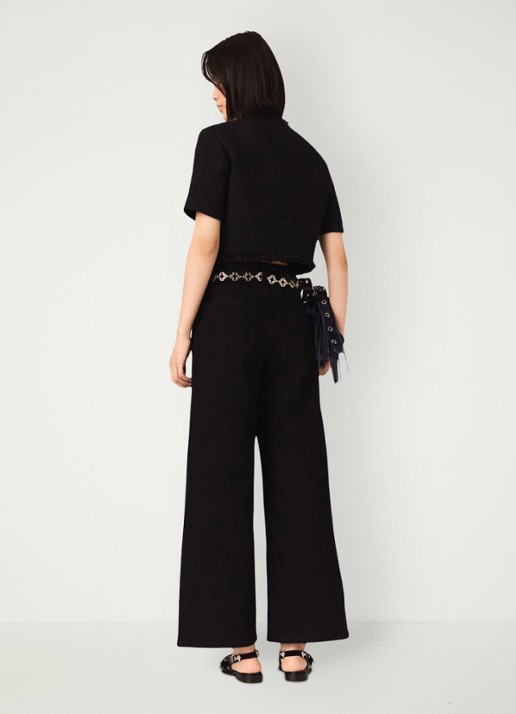 Maje Cropped blazer met tweed-look - achterkant 4 zwart