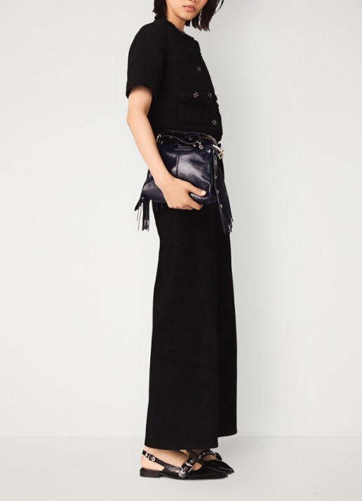 Maje Cropped blazer met tweed-look - detail 3 zwart