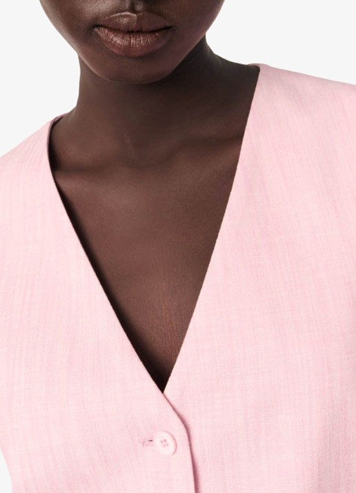 Maje Cropped gilet met gemêleerd dessin - detail 5 roze
