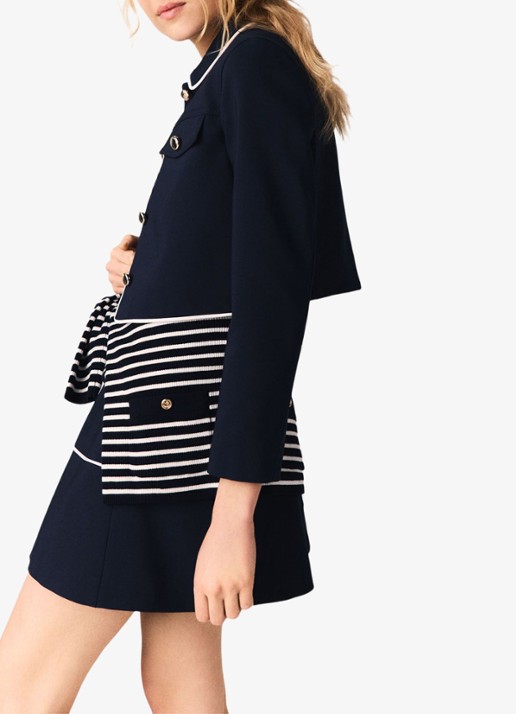 Maje Cropped jack met  borstzakken - detail 2 blauw