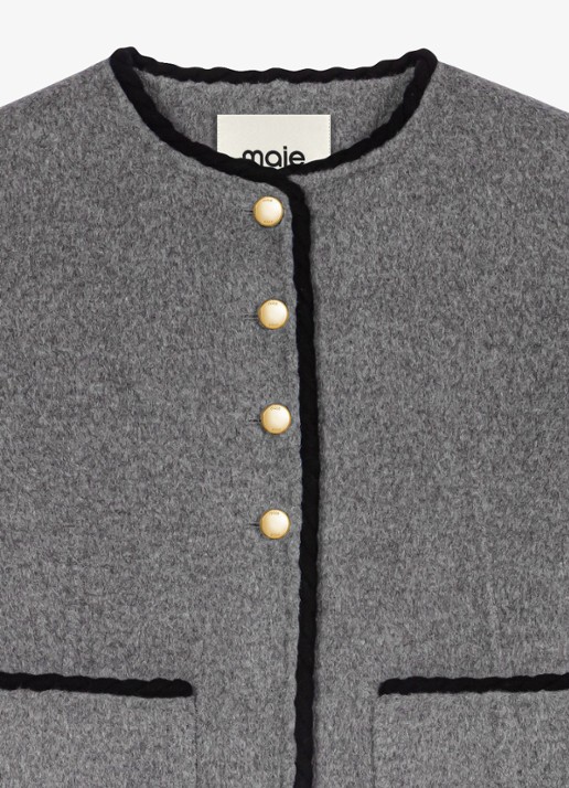 Maje Cropped jack met ronde hals - detail 2 light grey / grijs
