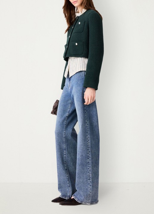 Maje Cropped jack met tweed-look - detail 3 groen