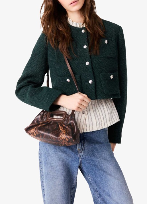 Maje Cropped jack met tweed-look - detail 5 groen