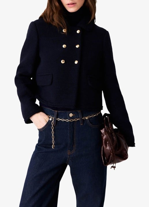Maje Cropped jack met tweed-look