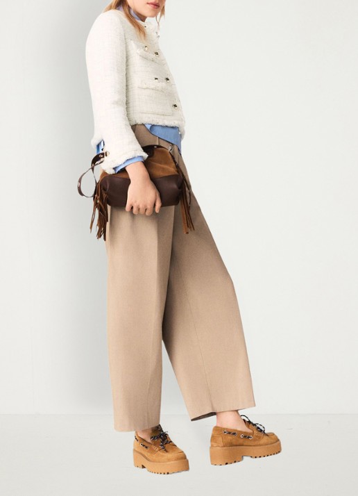 Maje Cropped jack van tweed met opgestikte zakken - detail 5 beige
