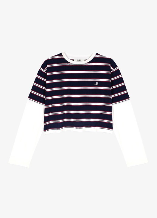 Maje Cropped long sleeve met streepprint