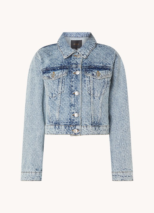 Maje Cropped spijkerjas met strass - voorkant indigo