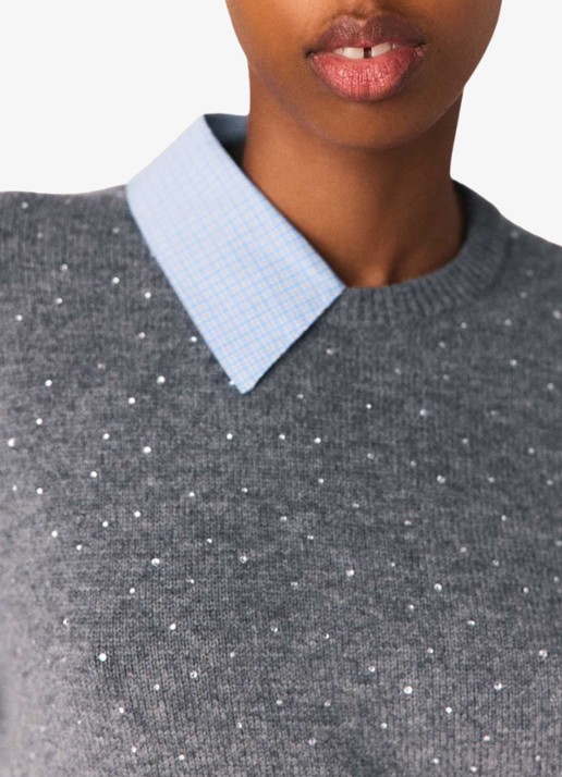 Maje Cropped trui in wolblend met strass en afneembare details - detail 2 grijs