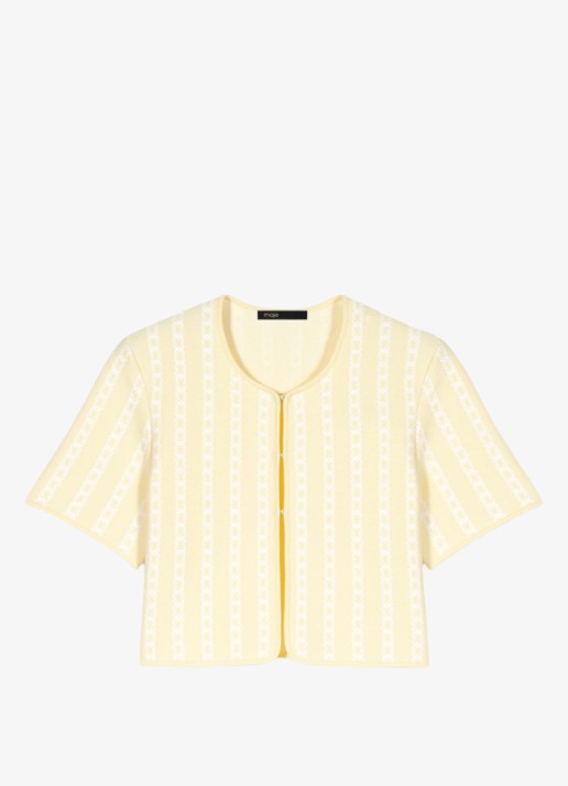 Maje Cropped vest met print - voorkant geel