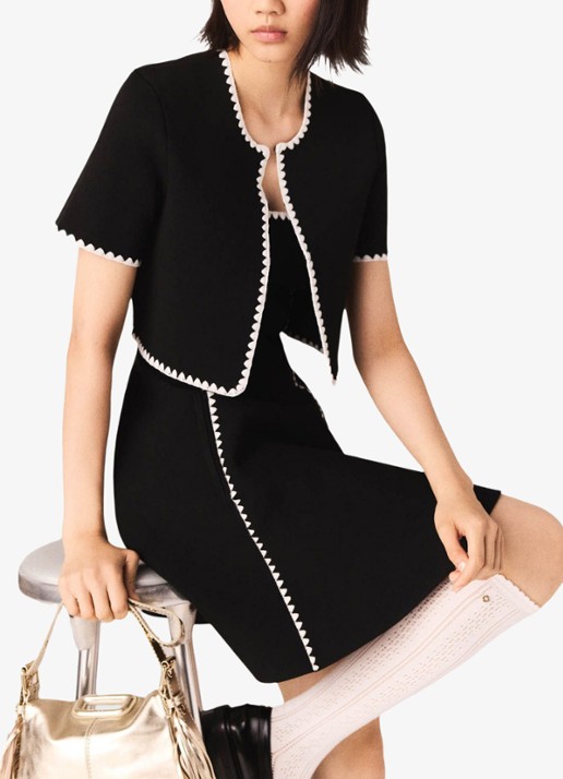 Maje Cropped vest met ronde hals - detail 5 zwart