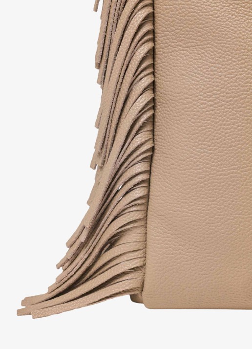 Maje Crossbodytas met franjes - detail 4 beige