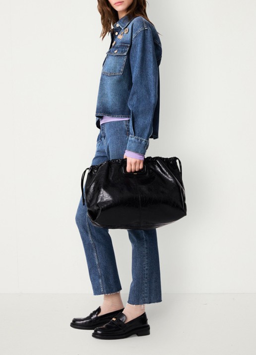 Maje Denim overshirt met sierlijke pins
